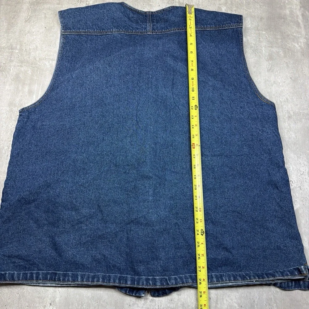 Vintage VASCO Jeans Denim Button Up Vest Large 90s Utility Workwear Y2K Retro
